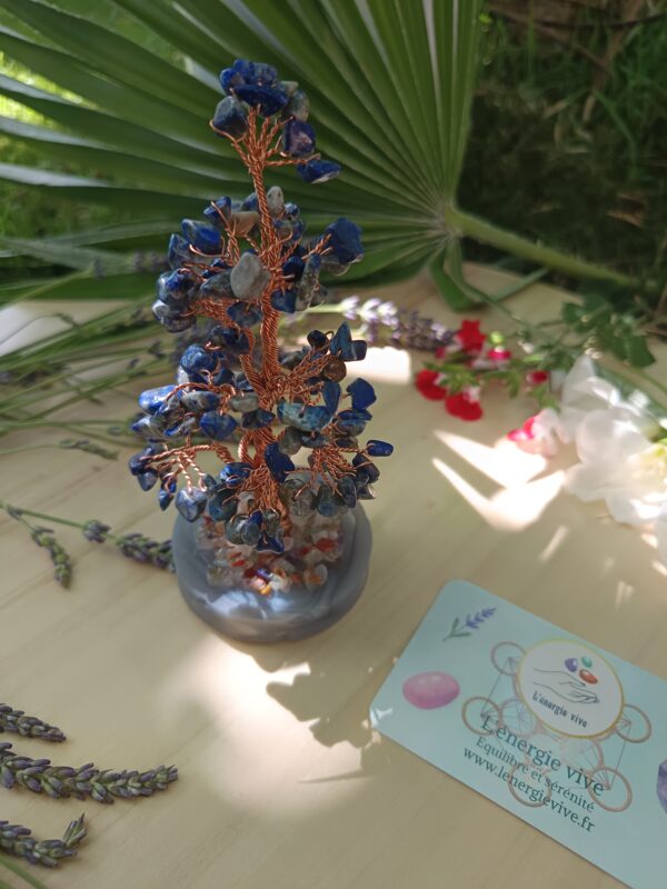 Arbre du Bonheur Lapis Lazuli sur Agate 14cm – Image 2