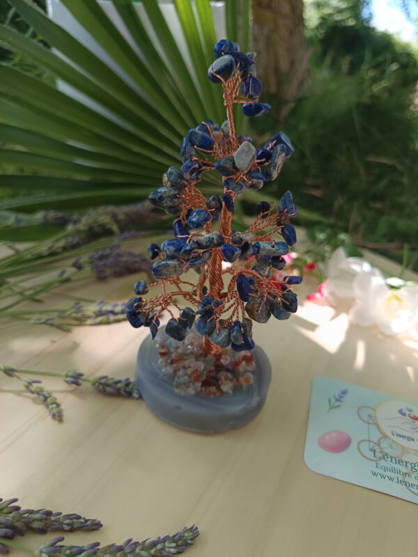 Arbre du Bonheur Lapis Lazuli sur Agate 14cm – Image 3