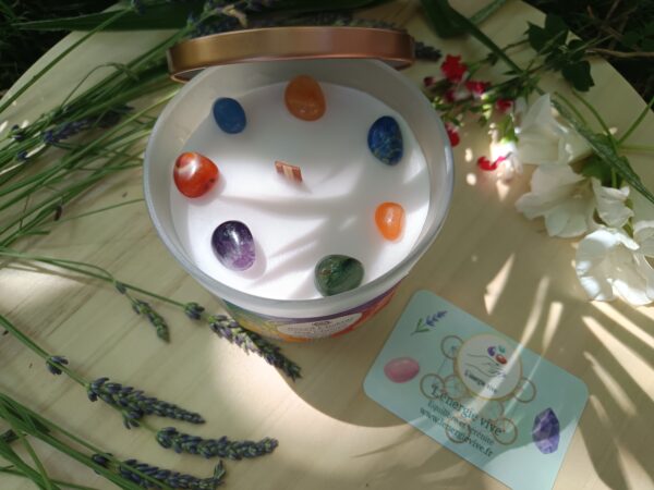 Bougie Green Tree '7 Chakras' Nag Champa 256g Lithothérapie – Image 2