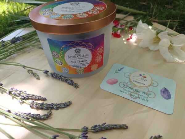 Bougie Green Tree '7 Chakras' Nag Champa 256g Lithothérapie – Image 3