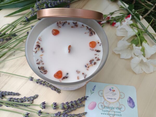 Bougie Green Tree 'Energie Positive' Cornaline + Palo Santo 256g Lithothérapie – Image 3