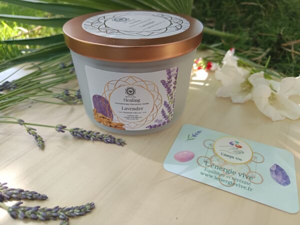 Bougie Green Tree 'Guérison' Améthyste + Lavande 256g Lithothérapie – Image 2