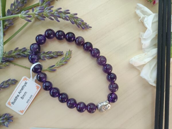 Bracelet 'Light' Améthyste & Bouddha perles 8mm – Image 3