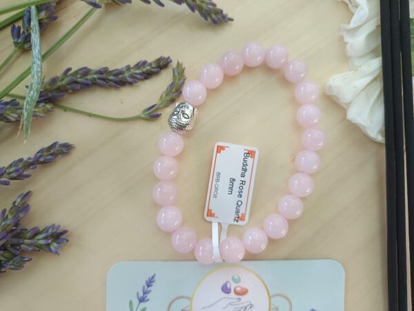 Bracelet Quartz Rose & Bouddha perles 8mm – Image 2