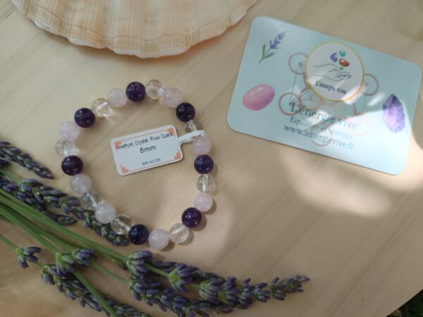Bracelet Améthyste. Cristal. Quartz Rose – Image 3