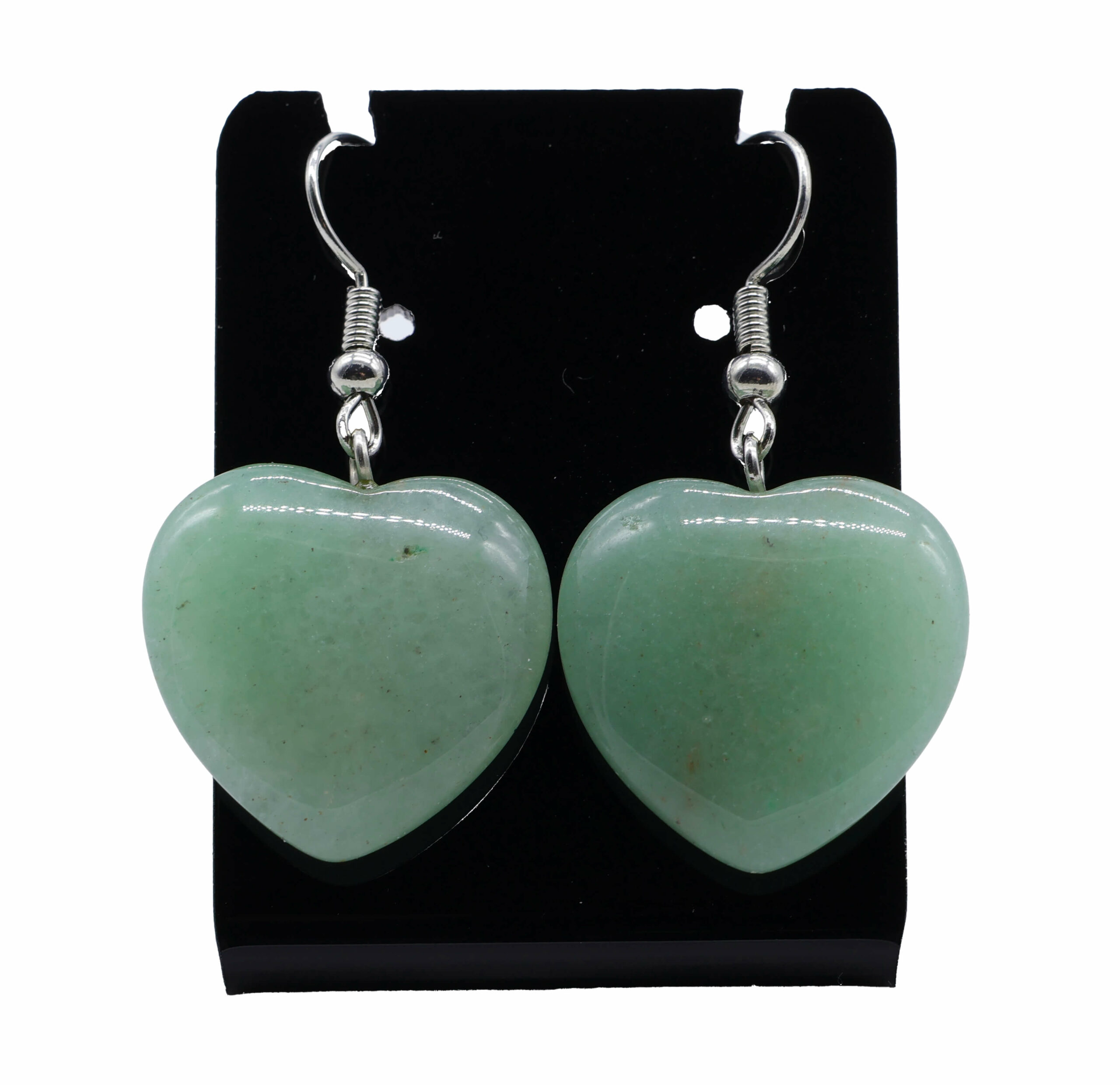 Boucles d’oreilles cœur en pierre naturelle Aventurine – 4 cm d’élégance minérale
