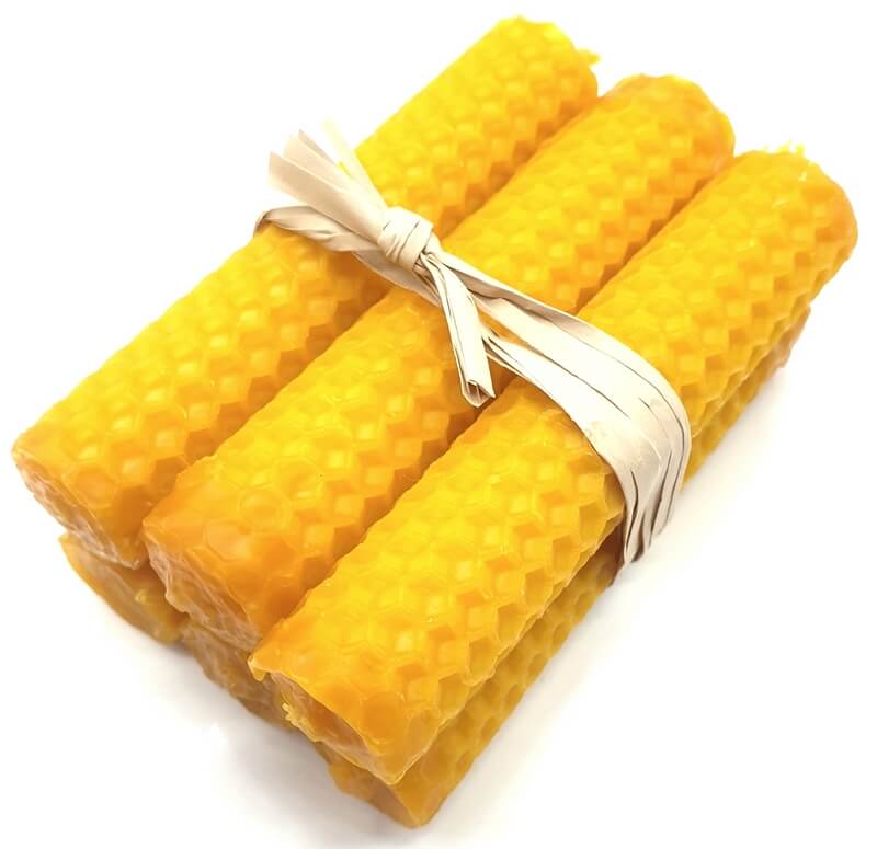 Bougie Cire d'Abeille Naturelle Ambiance Chaleureuse et Écologique 10cm - 6pcs