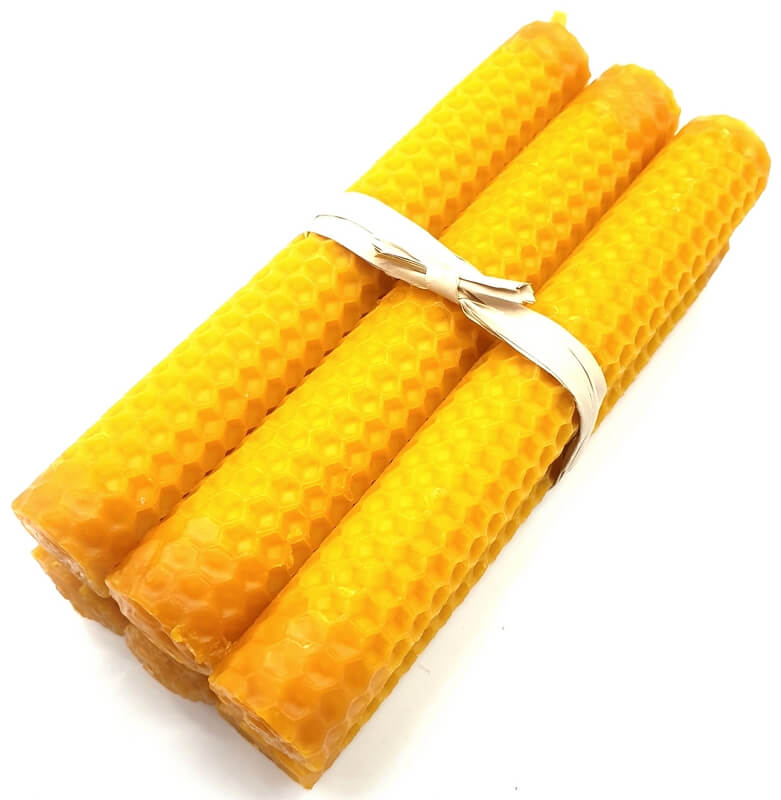Bougie Cire d'Abeille Naturelle Ambiance Chaleureuse et Écologique 15cm - 6pcs
