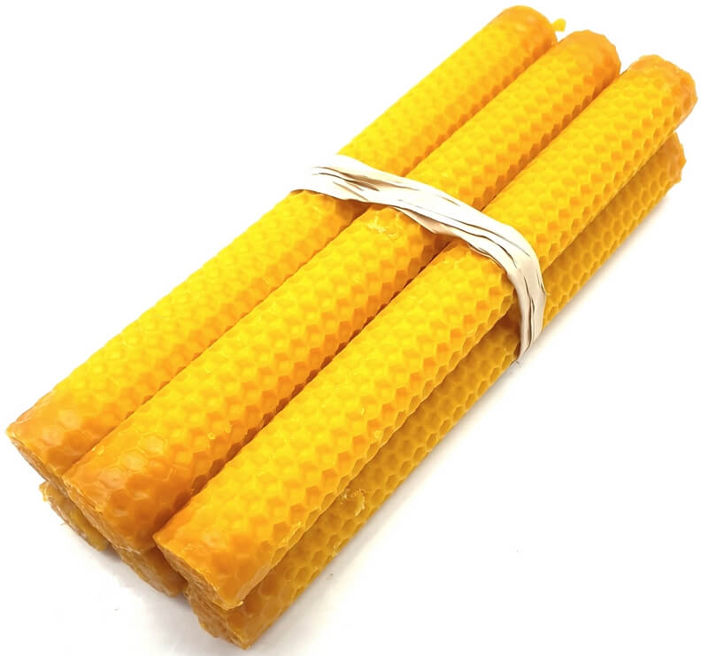 Bougie Cire d'Abeille Naturelle Ambiance Chaleureuse et Écologique 20cm - 6pcs