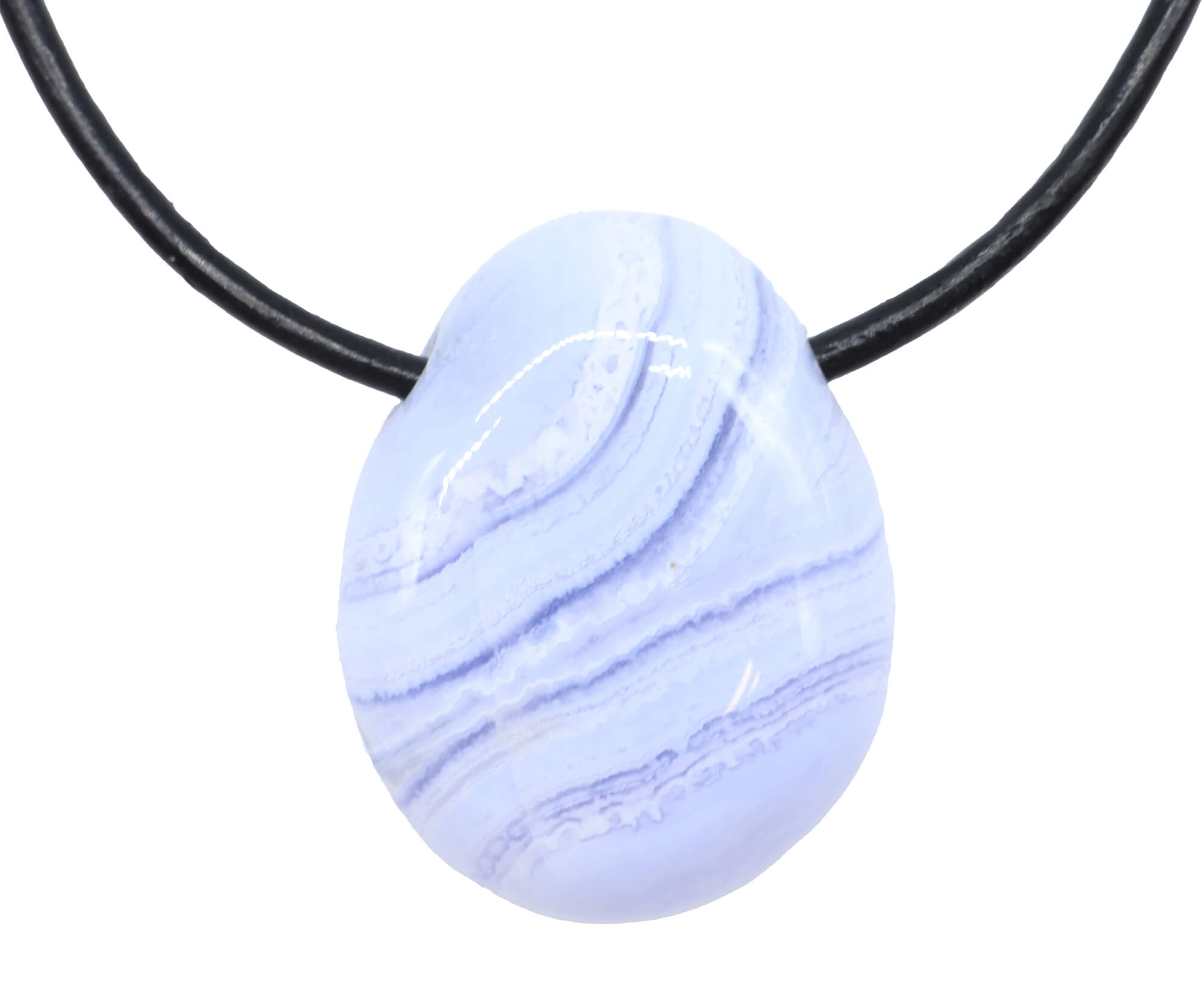 Pendentif Calcédoine Bleue Percée – Pierre Naturelle du Brésil 'A'