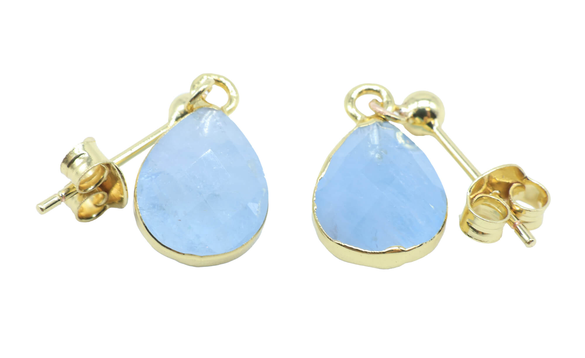 Boucles d'oreilles Argent 925 'Ondée Dorée' - Aigue Marine