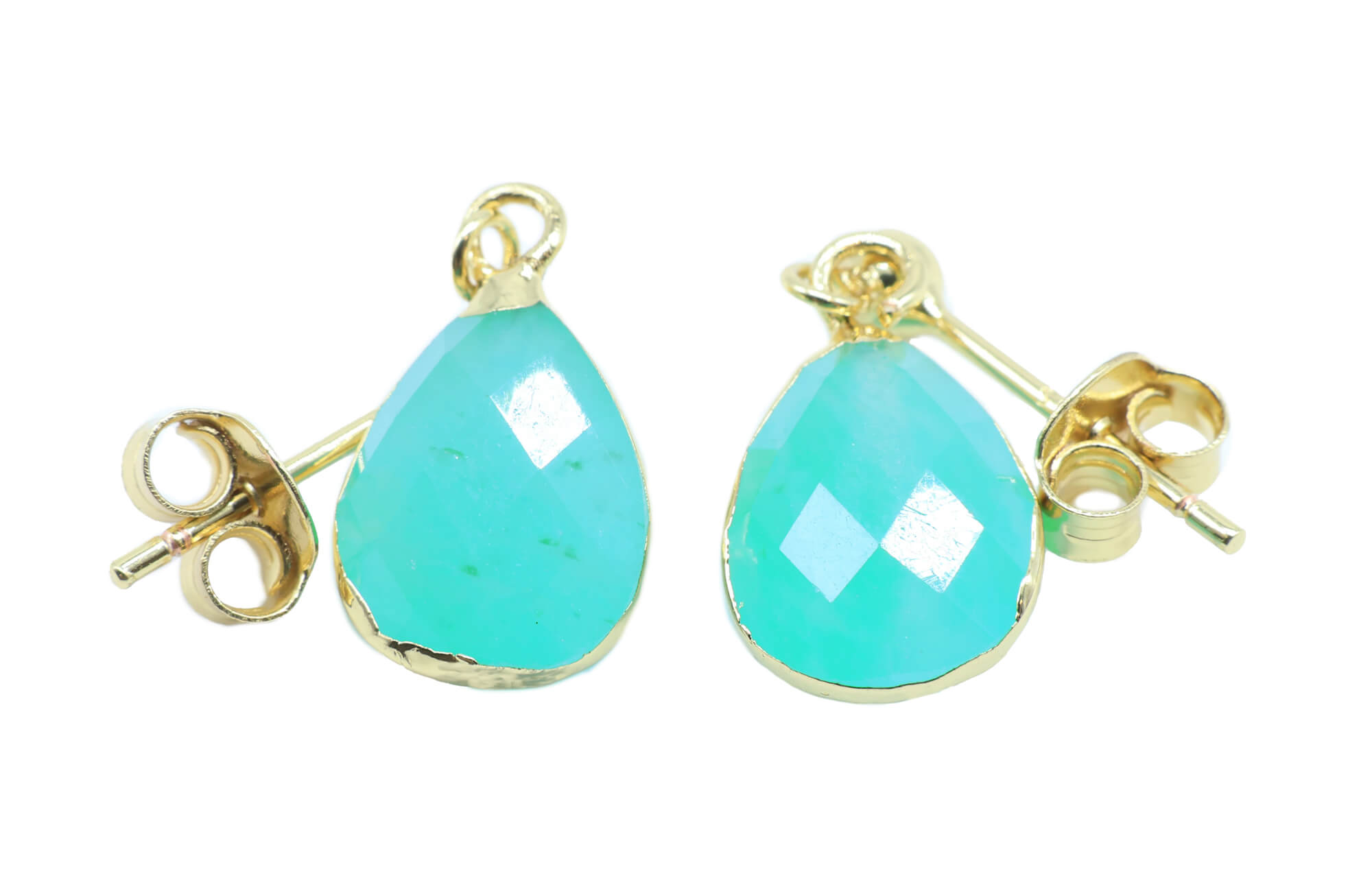 Boucles d'oreilles Argent 925 'Ondée Dorée' - Amazonite