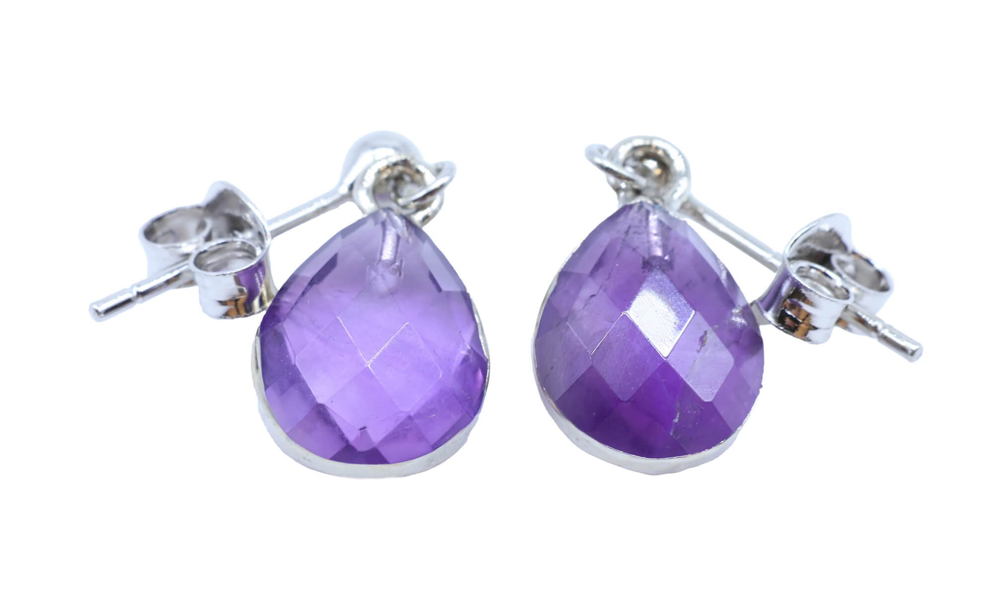 Boucles d'oreilles Argent 925 'Ondée Argentée' - Améthyste