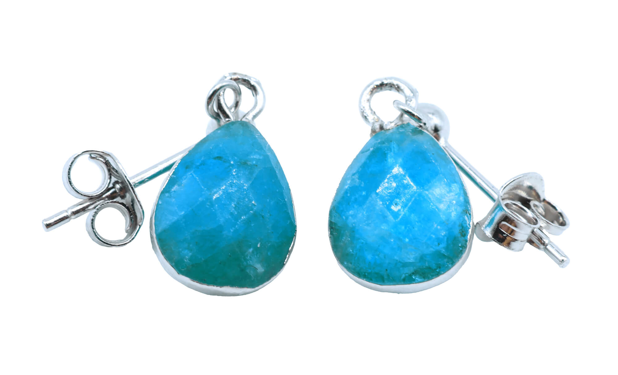Boucles d'oreilles Argent 925 'Ondée Argentée' - Apatite