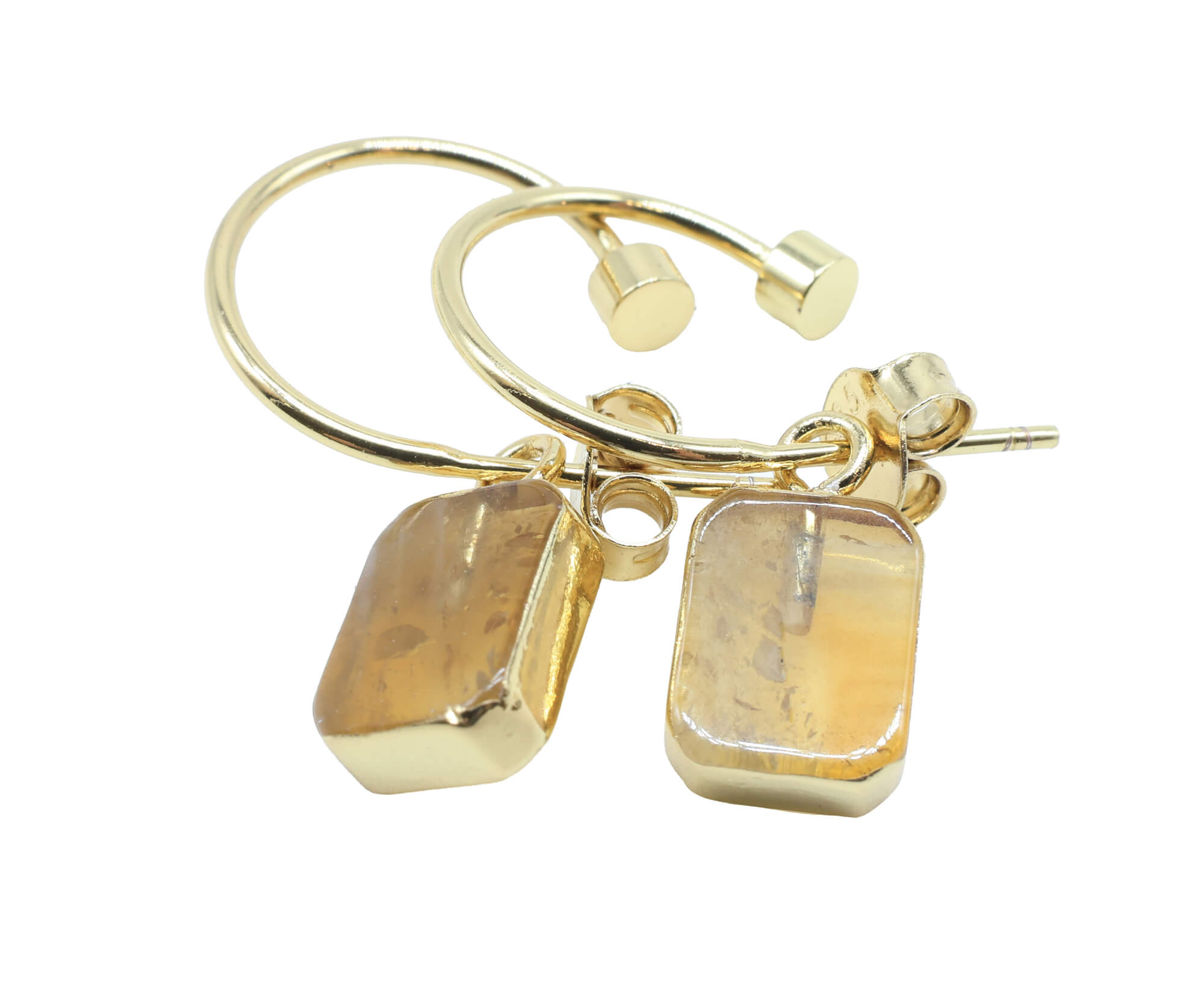 Boucles d'oreilles Argent 925 'Arche Doré' - Citrine
