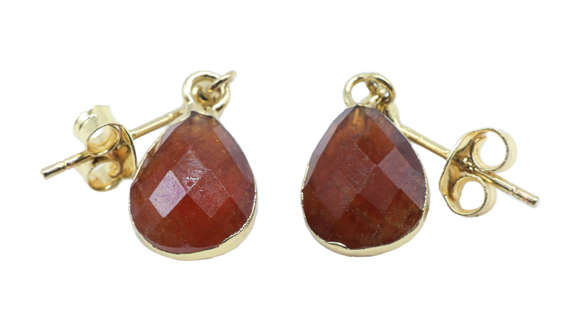 Boucles d'oreilles Argent 925 'Ondée Dorée' - Grenat