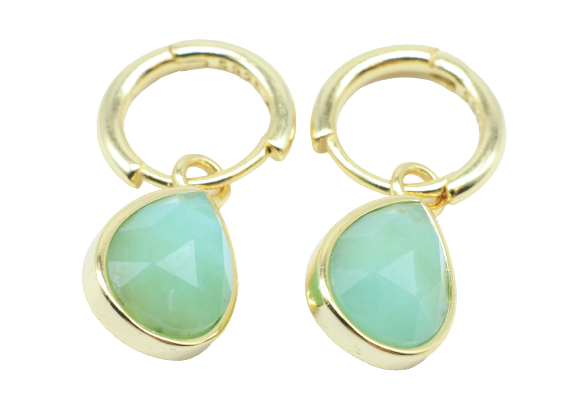 Boucles d'oreilles Argent 925 'Halo Minéral' - Jade Verte