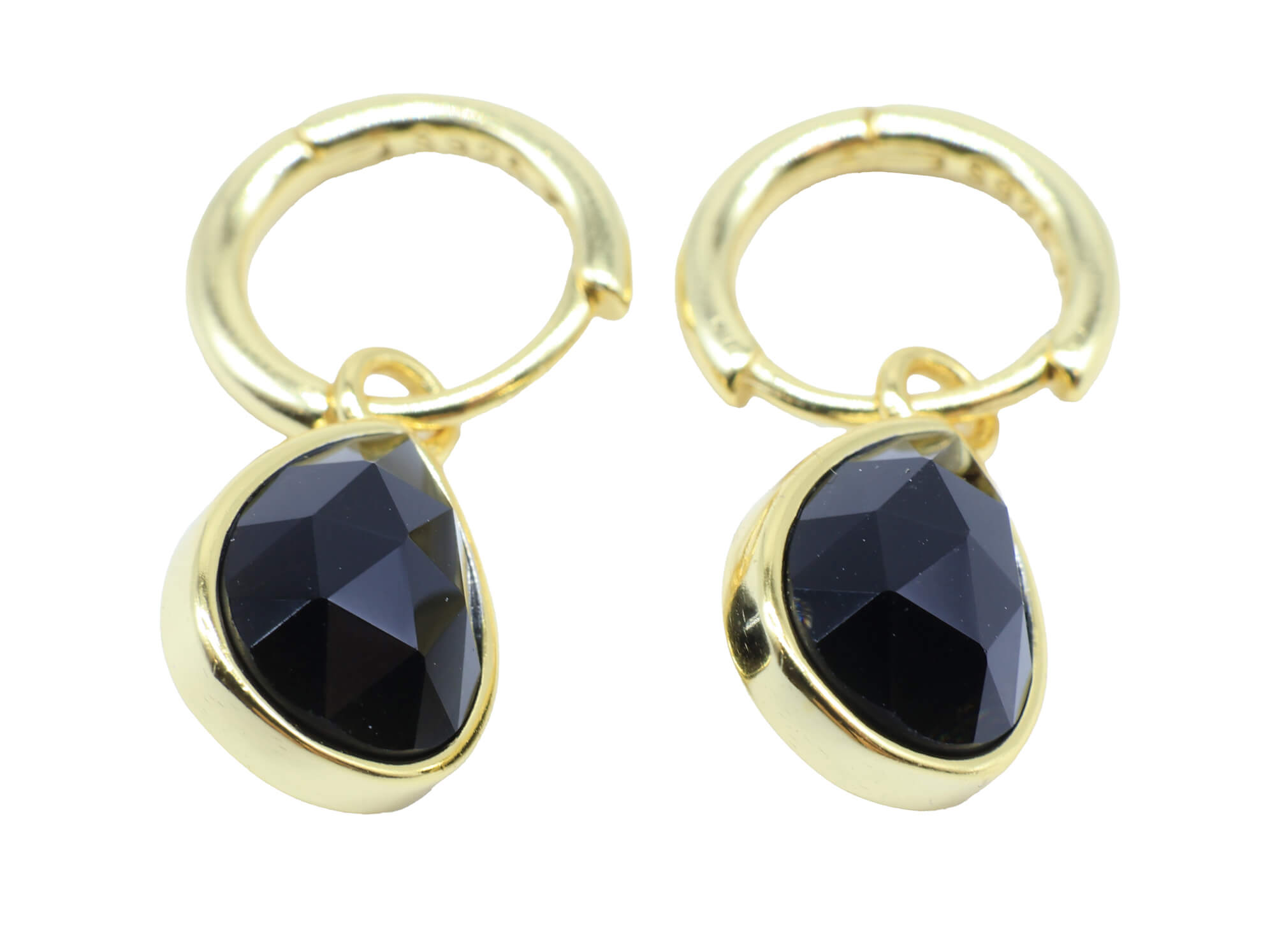 Boucles d'oreilles Argent 925 'Halo Minéral' - Onyx
