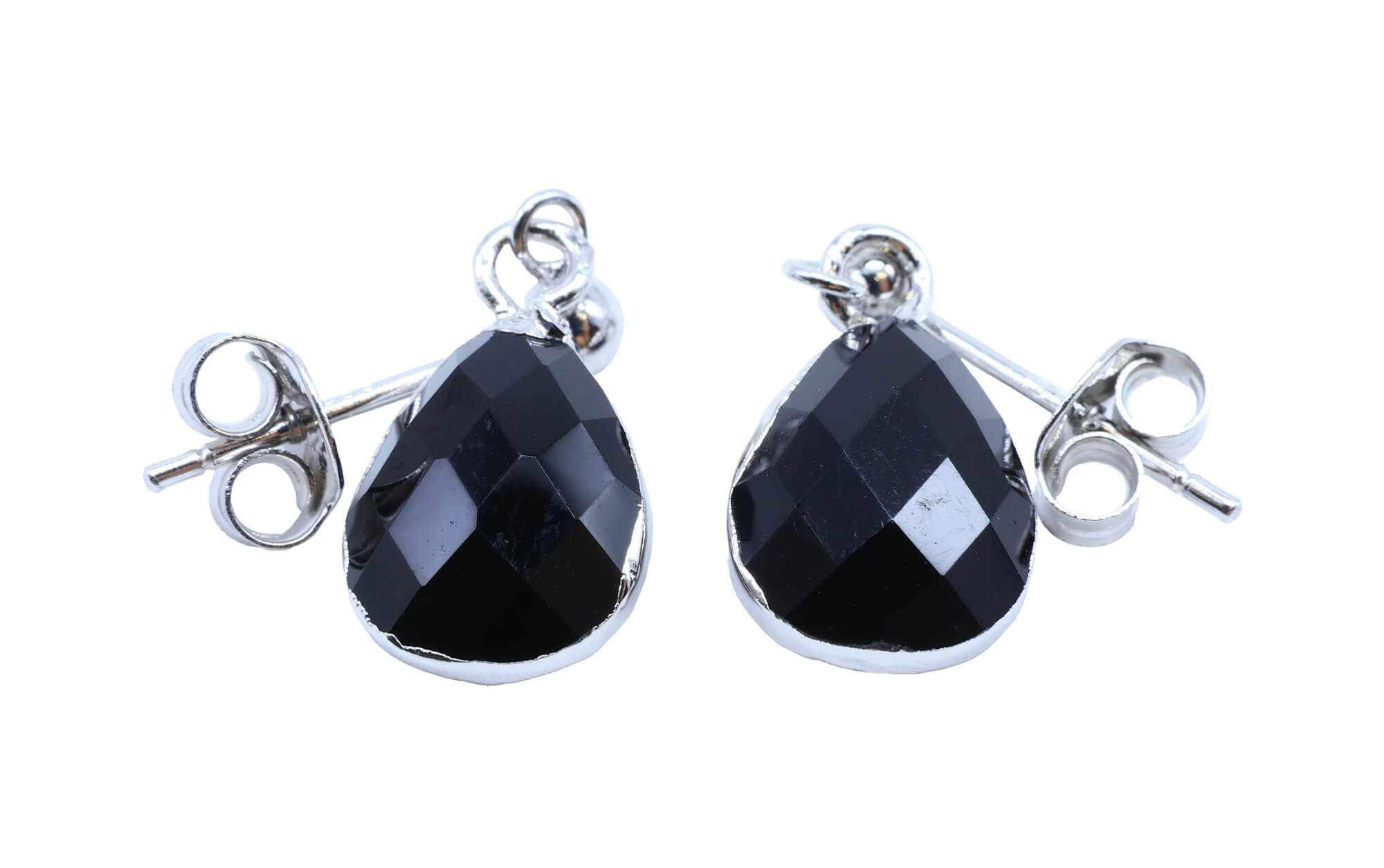 Boucles d'oreilles Argent 925 'Ondée Argentée' - Onyx