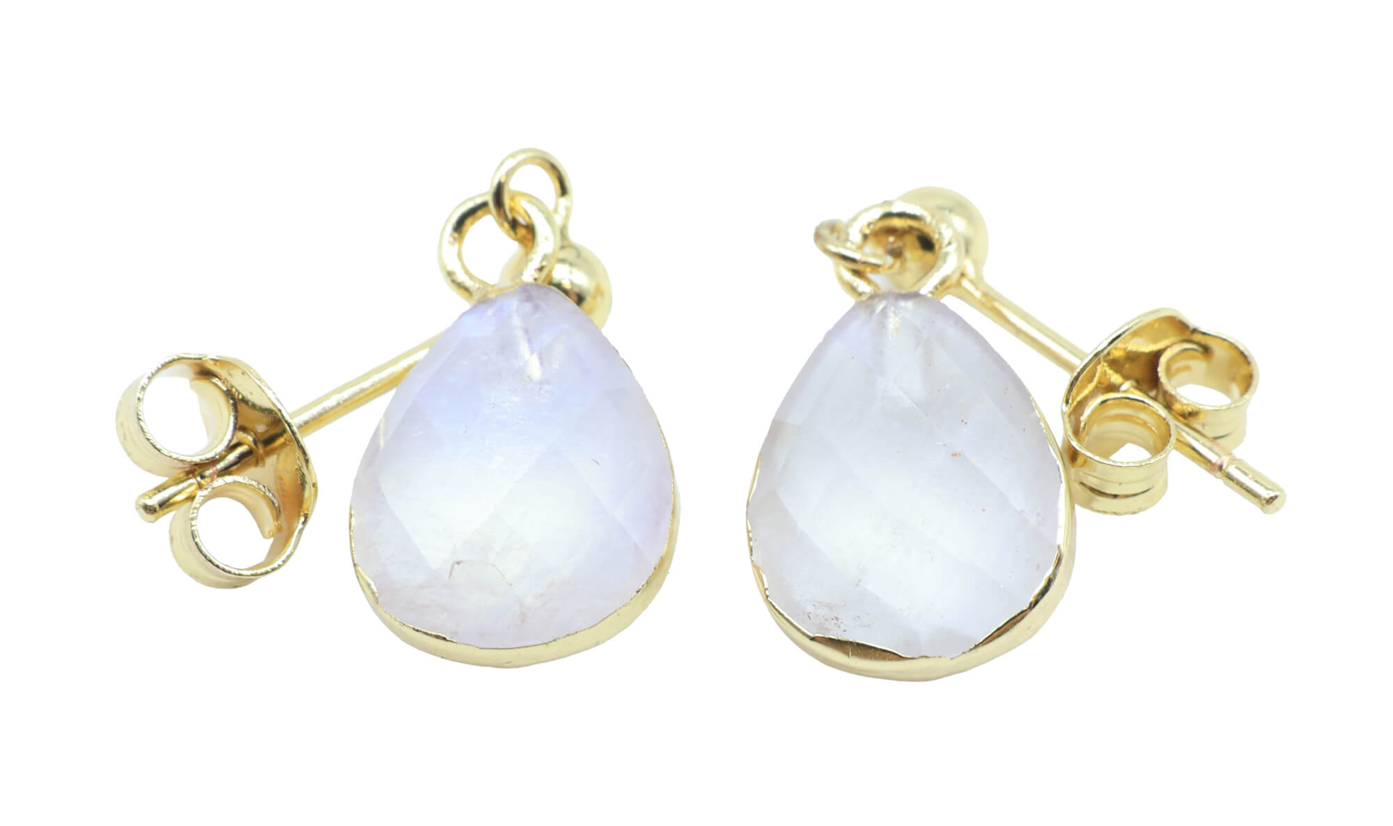 Boucles d'oreilles Argent 925 'Ondée Dorée' - Pierre de Lune