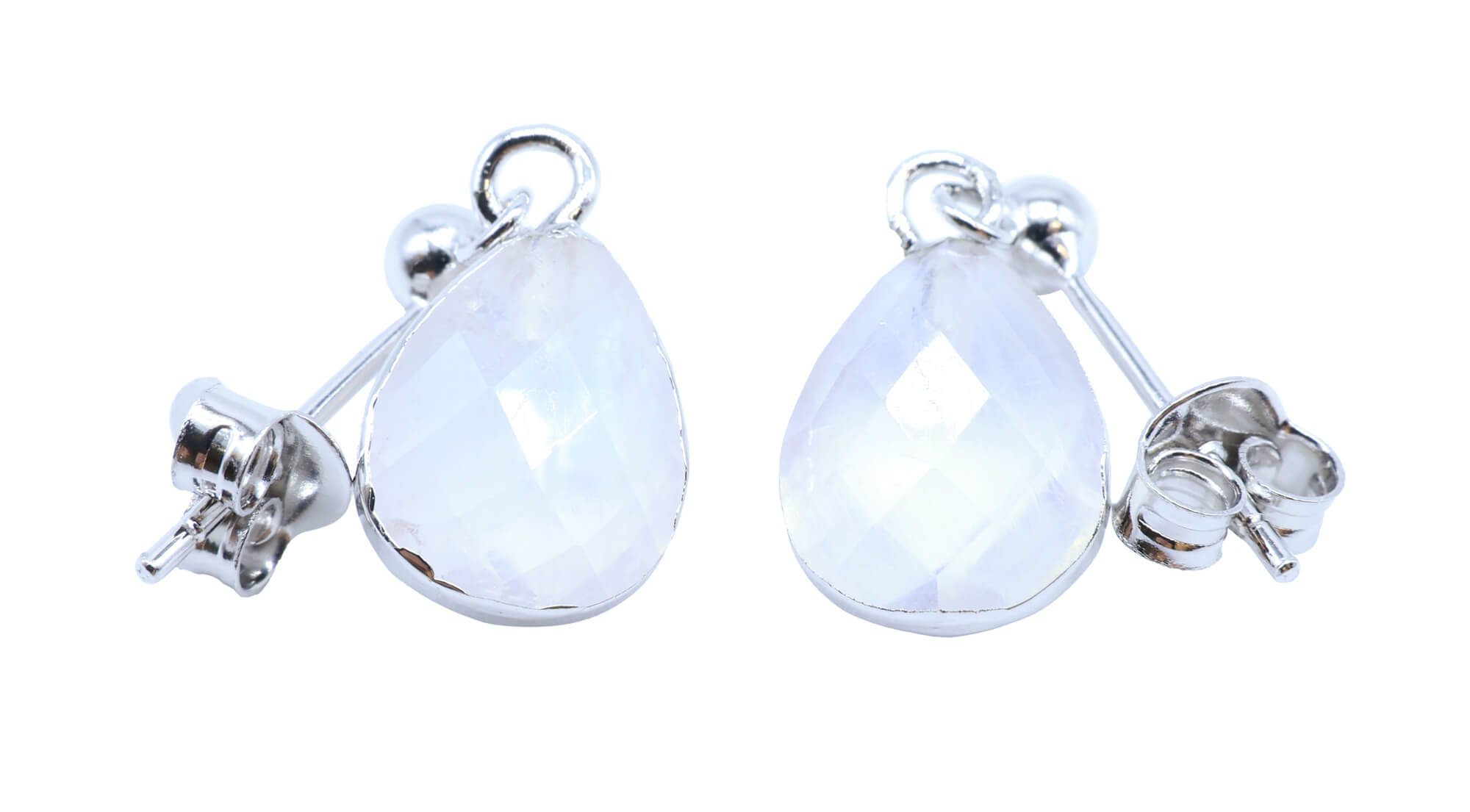 Boucles d'oreilles Argent 925 'Ondée Argentée' - Pierre de Lune