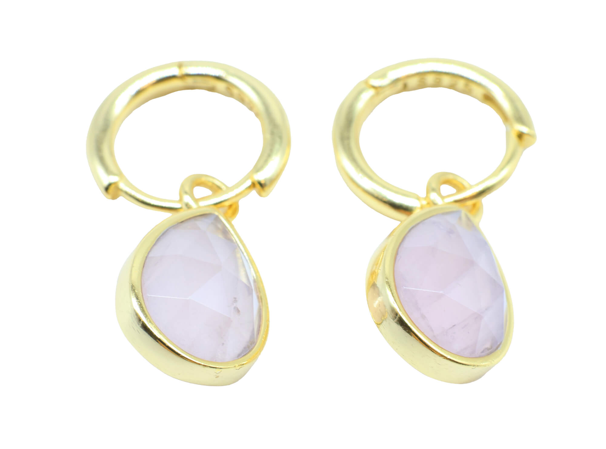 Boucles d'oreilles Argent 925 'Halo Minéral' - Quartz rose