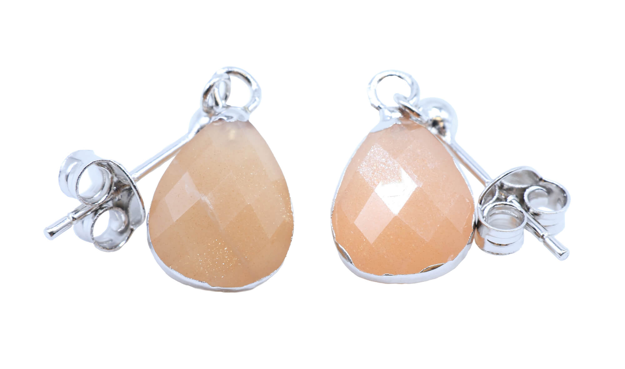 🌿 Boucles d'Oreilles Esoterra Pierre du Soleil Ondée Argent 925 – Pierre Naturelle Qualité Extra 8x10mm | Tradition Ancestrale