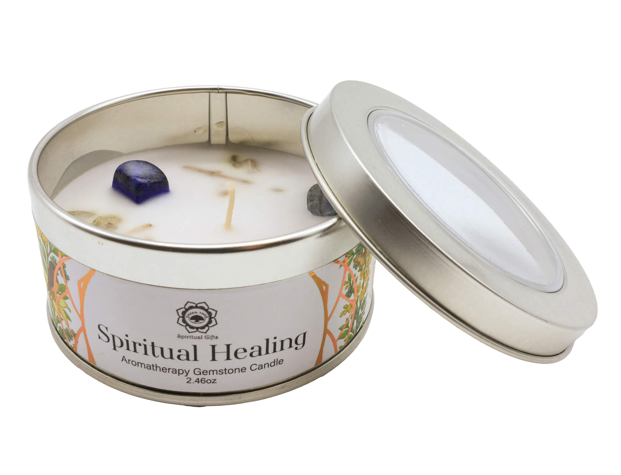 🌿 Bougie Green Tree Guérison Spirituelle 70 g – Lapis Lazuli + Agua Florida | Tradition Ancestrale