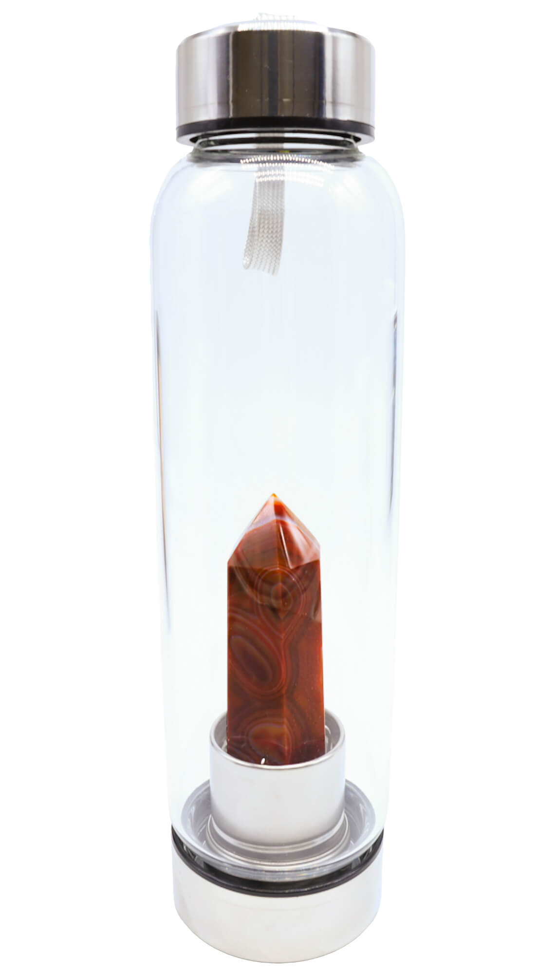 Bouteille Tadasana en verre 500 ml – Hydratation consciente & design épuré (25 cm) Cornaline