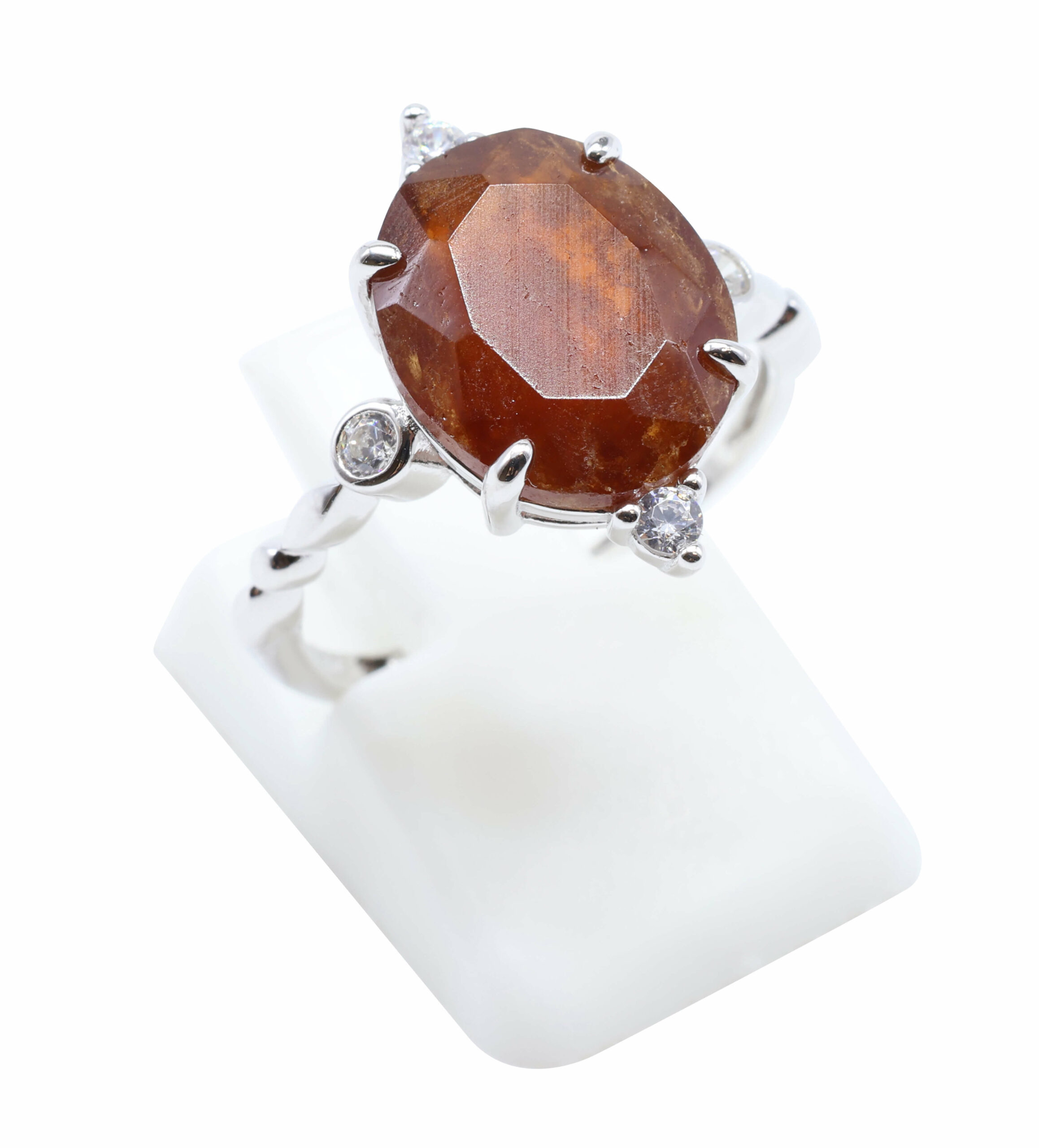 🌿 Bague Grenat Argent 925 Plaqué Platine – Pierre Semi-Précieuse Naturelle Taille Réglable | Tradition Ancestrale