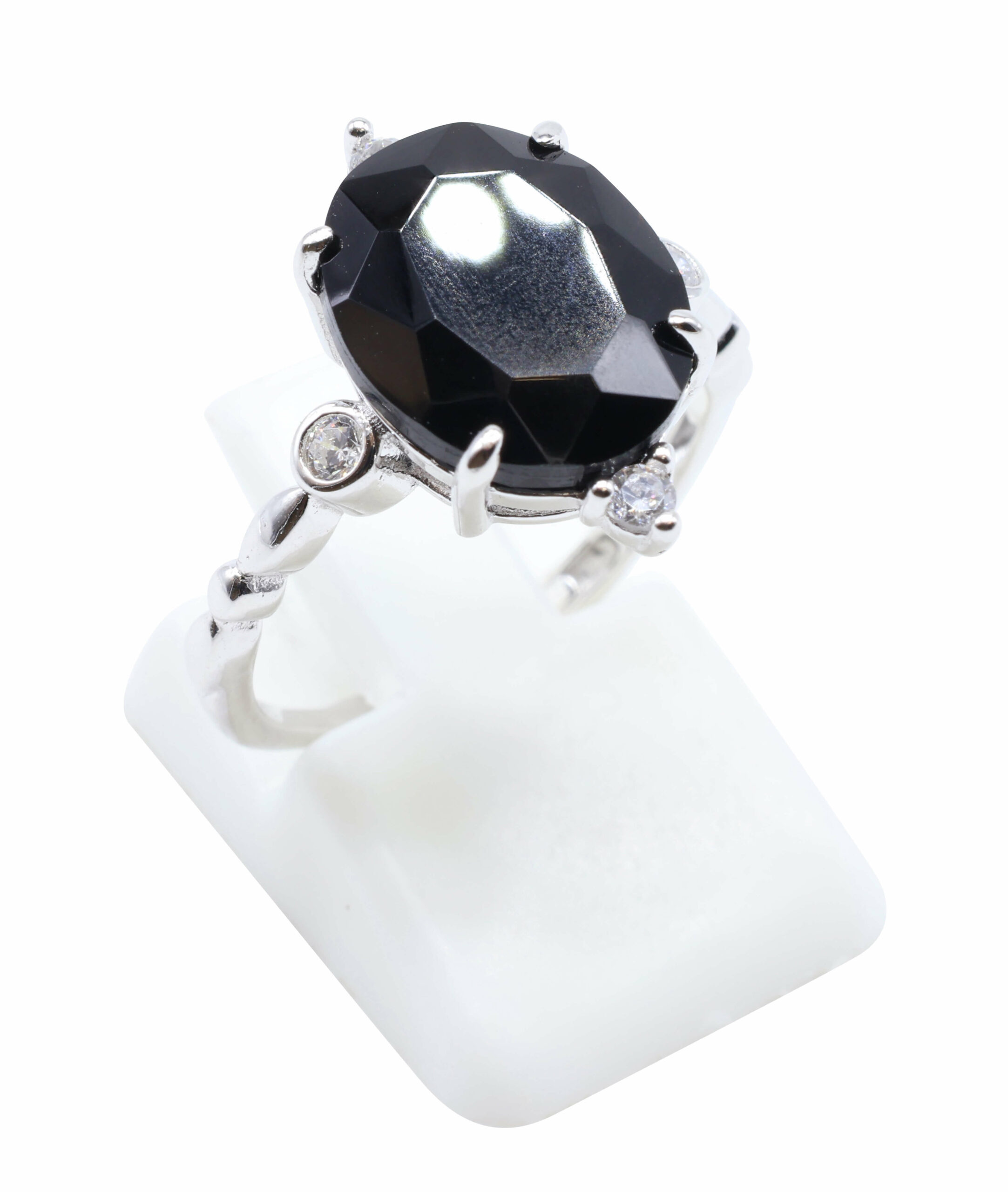 🌿 Bague Onyx Argent 925 Plaqué Platine – Pierre Semi-Précieuse Naturelle Taille Réglable | Tradition Ancestrale
