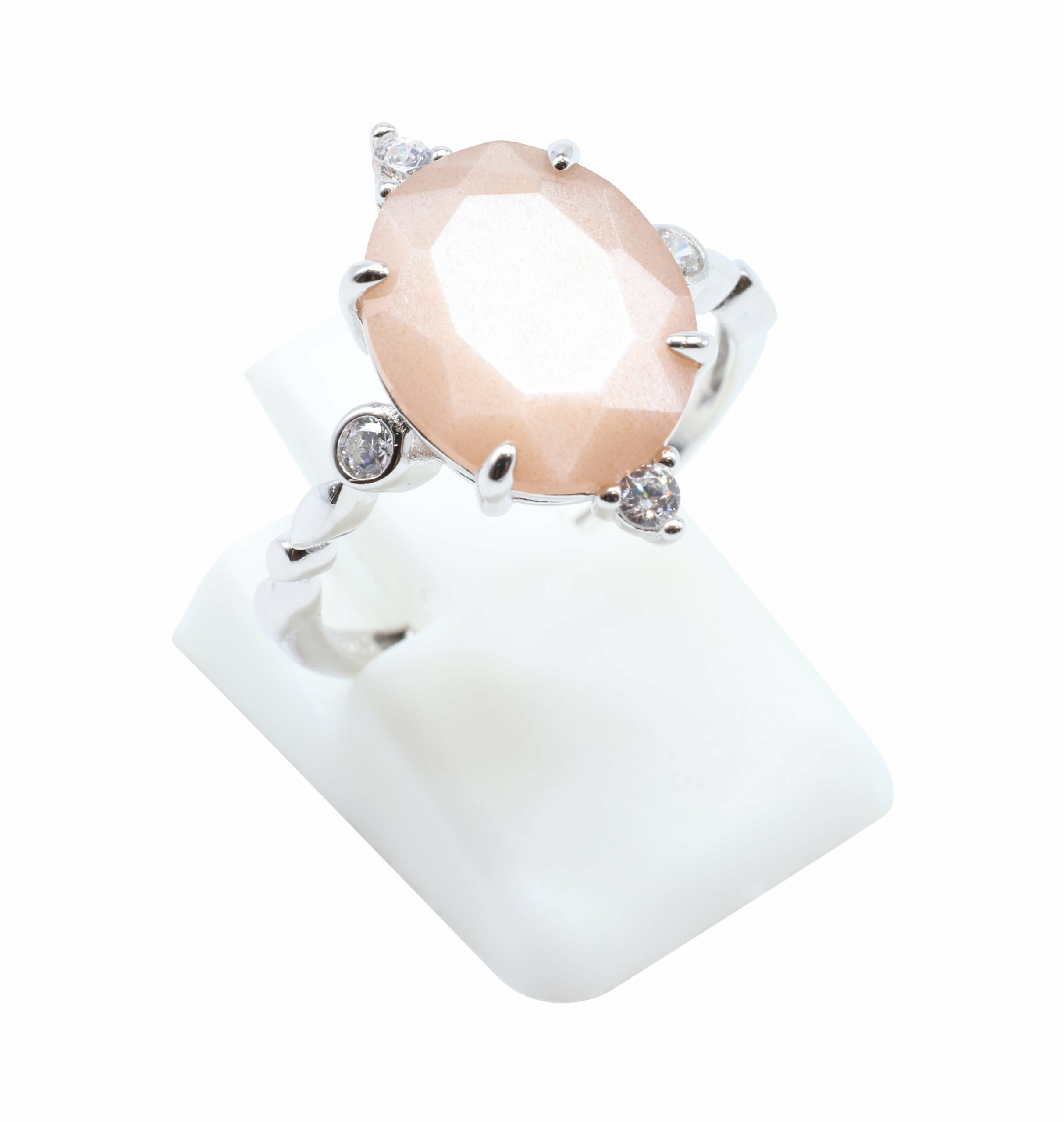 🌿 Bague Pierre Soleil Argent 925 Plaqué Platine – Pierre Semi-Précieuse Naturelle Taille Réglable | Tradition Ancestrale