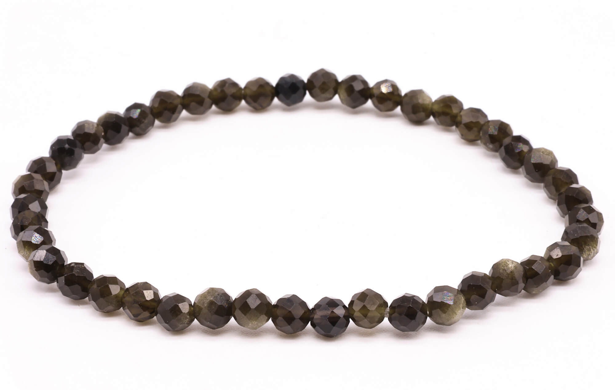 Bracelet Obsidienne Dorée perles facettées