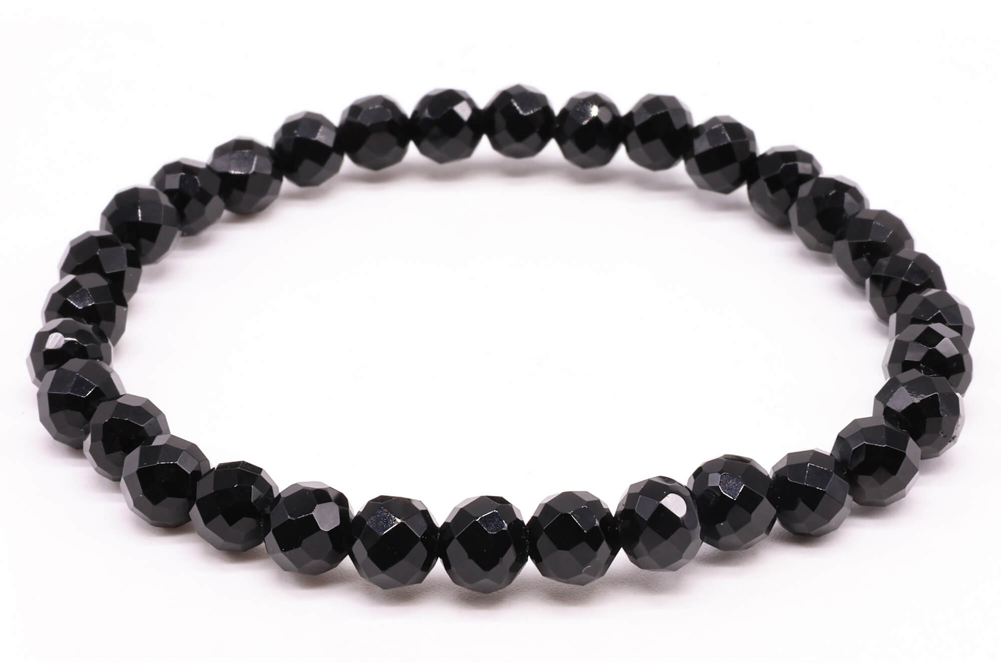 Bracelet Onyx Noir perles facettées