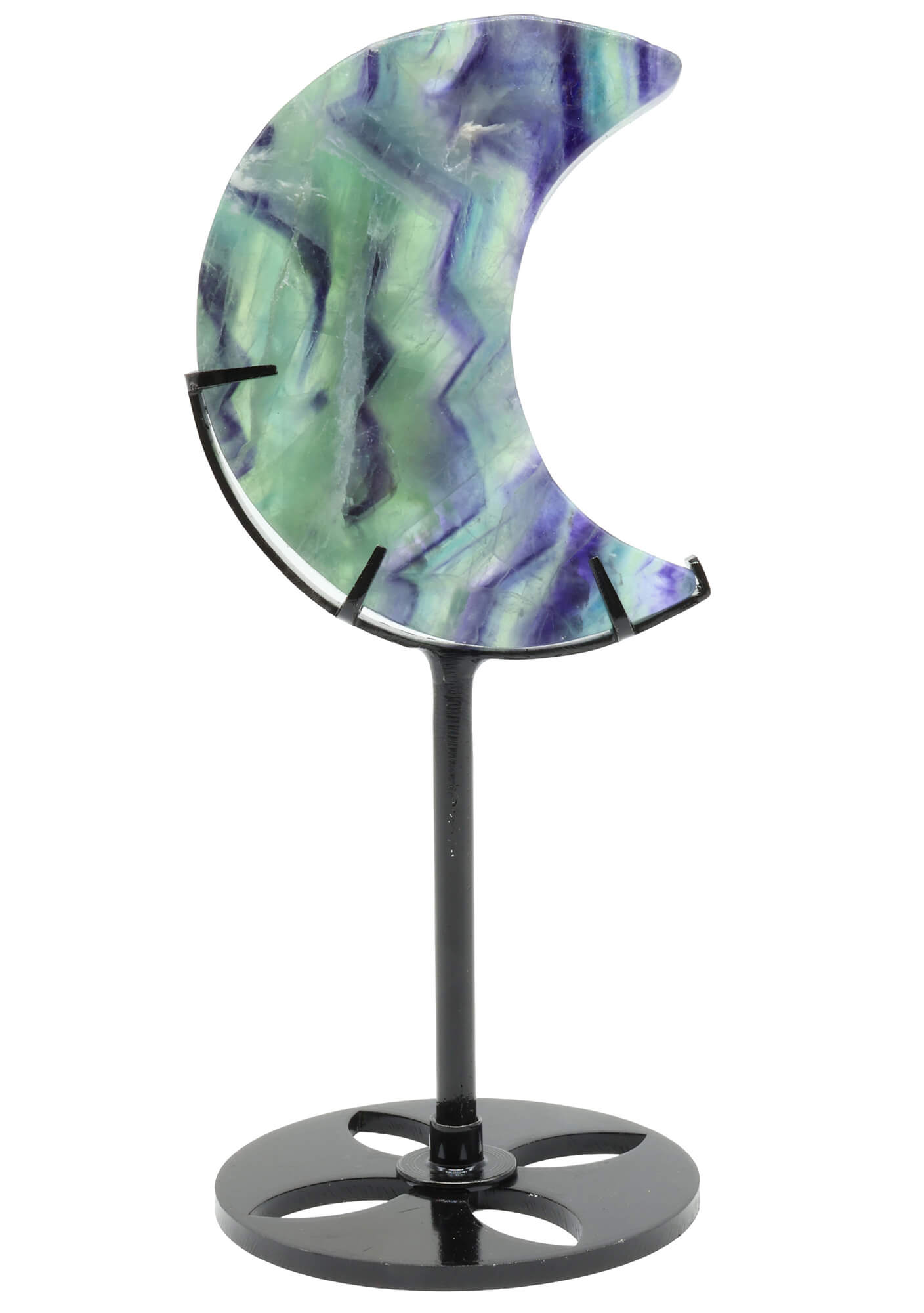 Lune Fluorite Multicolore sur socle 16cm