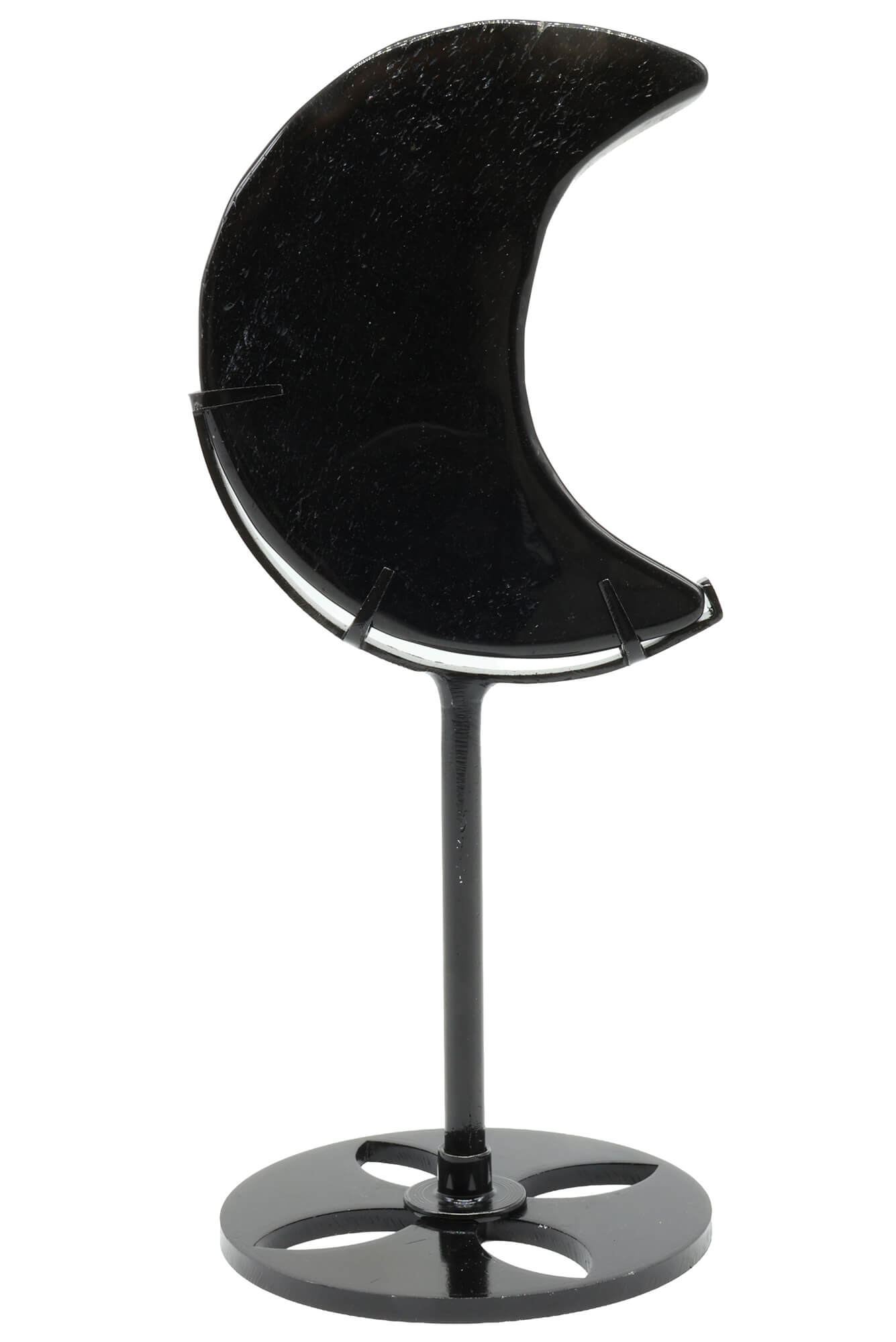 Lune Obsidienne Noire sur socle 16cm