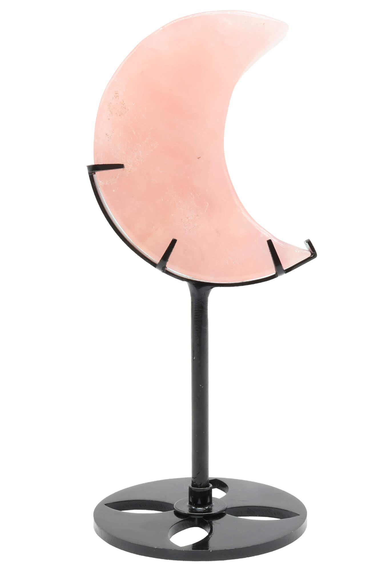 Lune Quartz Rose sur socle 16cm