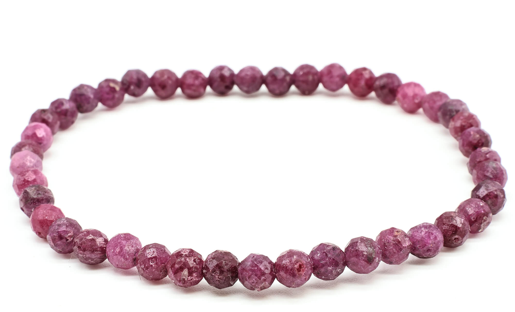 Bracelet Saphir Rouge perles facettées 4mm