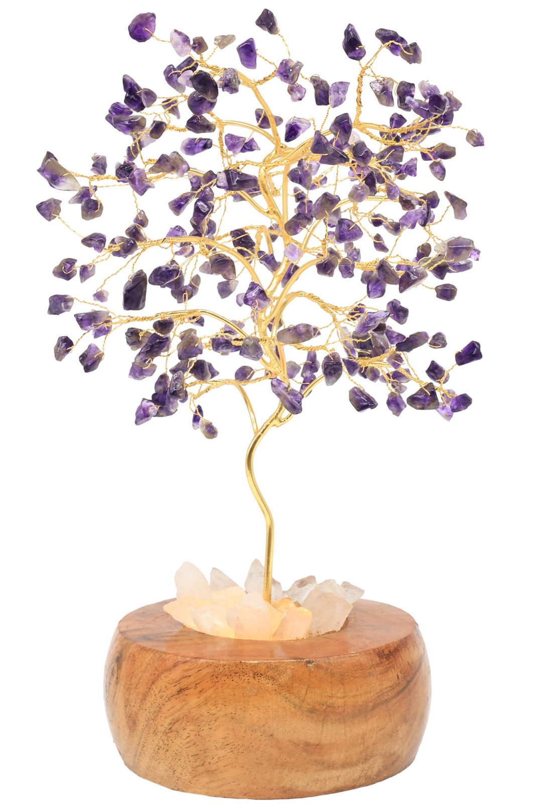 Arbre du Bonheur lumineux Améthyste sur base en Cristal de Roche – Image 2