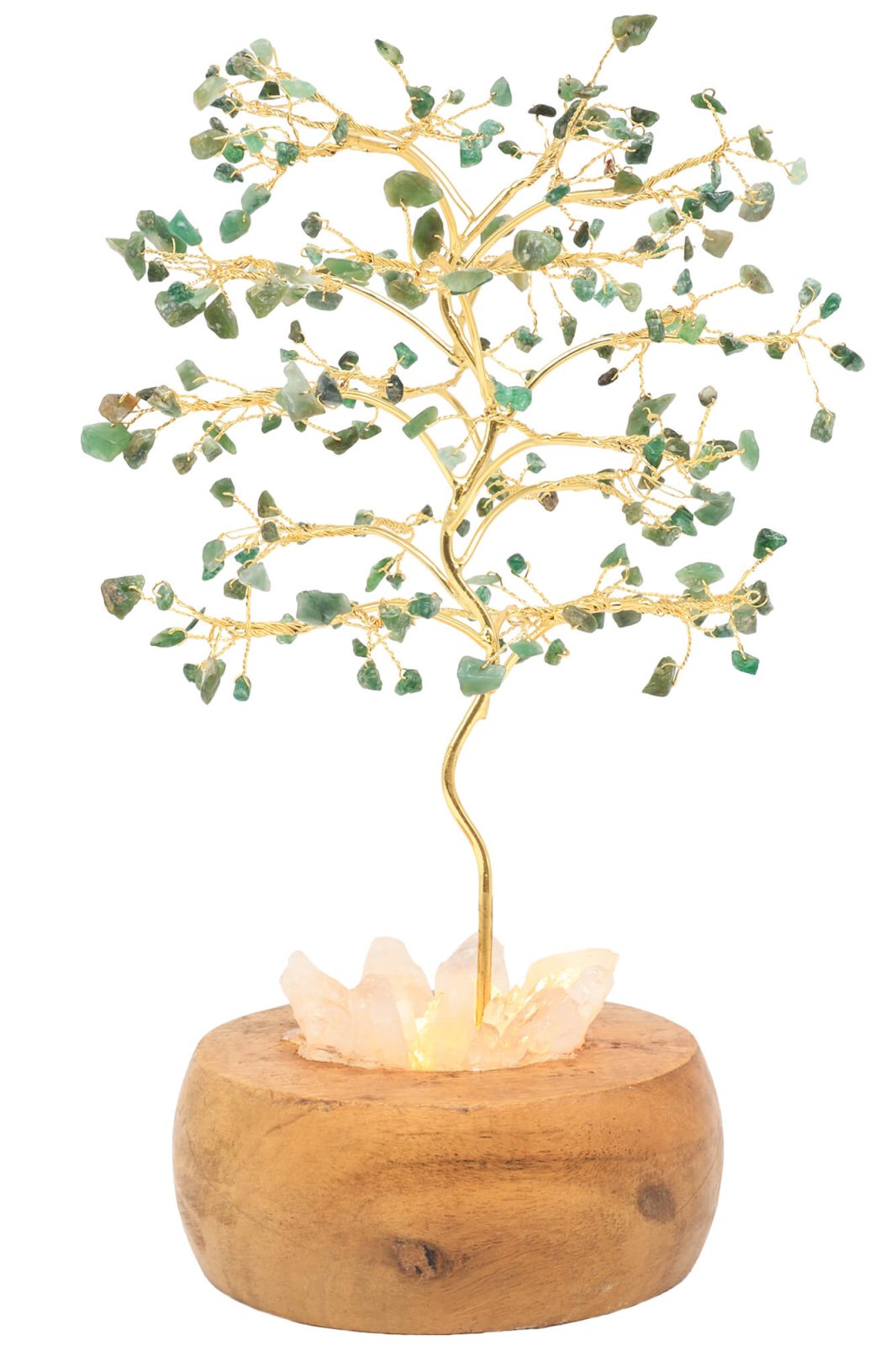 Arbre du Bonheur lumineux Aventurine Verte sur base en Cristal de Roche – Image 2