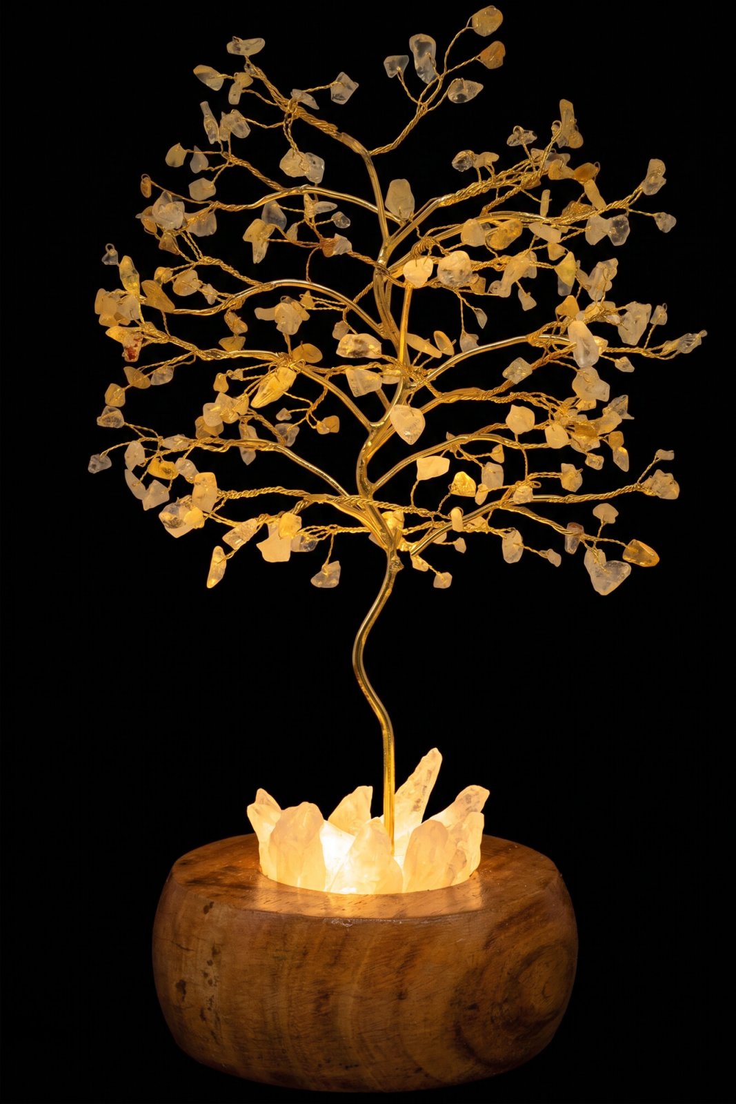 Arbre du Bonheur lumineux Citrine sur base en Cristal de Roche