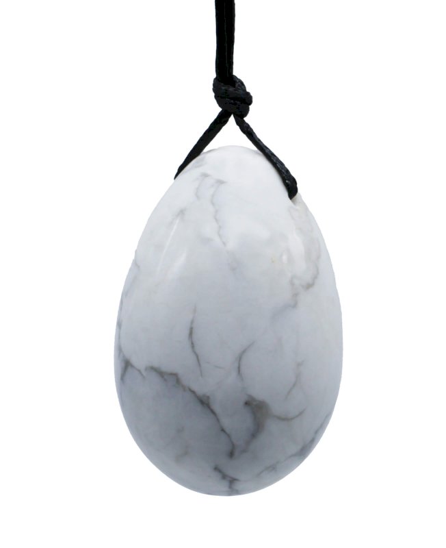 🌸 Œuf de bien-être féminin percé avec cordon Howlite