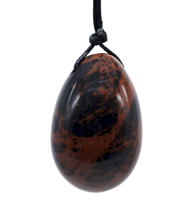 🌸 Œuf de bien-être féminin percé avec cordon Obsidienne Mahogany