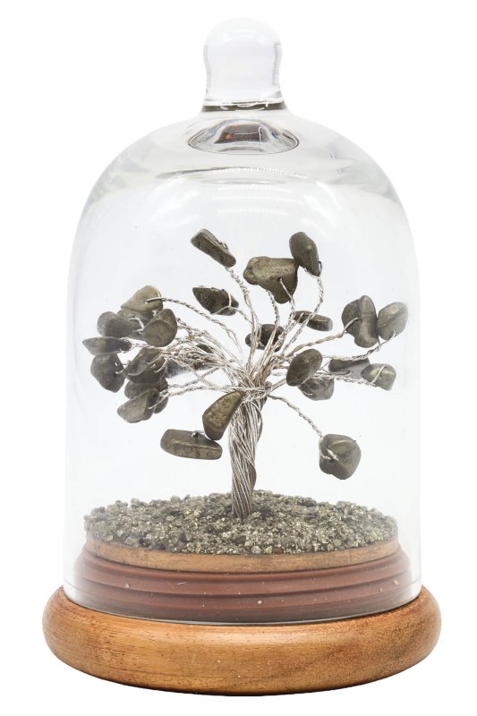 Arbre du Bonheur sous cloche en verre Pyrite