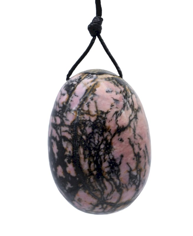 🌸 Œuf de bien-être féminin percé avec cordon Rhodonite